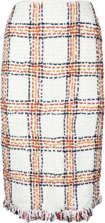 Elisabetta Franchi Boucl&eacute; Midi Skirt White/Red
