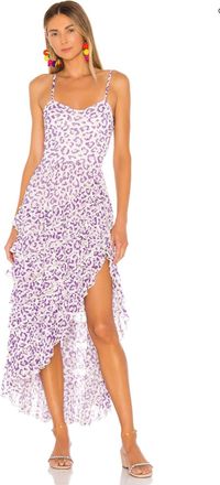Rococo Sand Purple Leopard Print Avana Midi Dress Size S