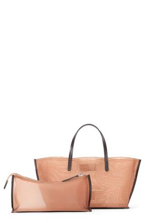Staud Mini Christos Mesh Tote in Camel at Nordstrom
