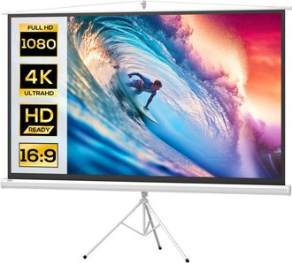 HOMCOM Schermo di Proiezione 100 con Treppiede Regolabile 235.8x8x136 cm Bianco - Homcom