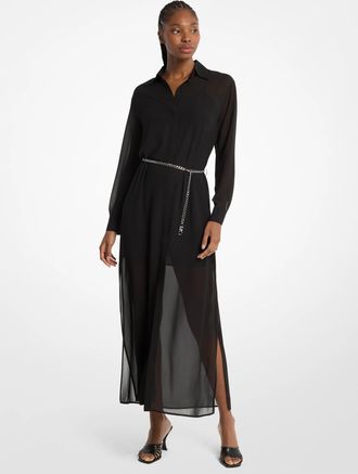 Michael Kors Georgette Belted Shirtdress