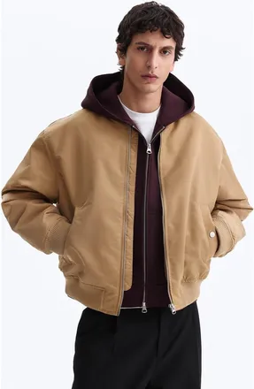 H&M Padded Nylon Bomber Jacket in Dusty Beige at Nordstrom, Size Xxx-Large