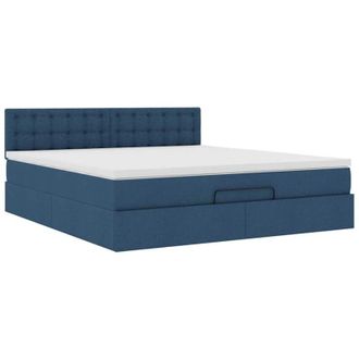 vidaXL Estructura De Cama Otomana Con Colch&oacute;n Tela Azul 180x200cm Vidaxl