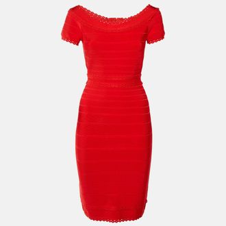 H&eacute;rve L&eacute;ger Red Jersey Aubree Midi Dress