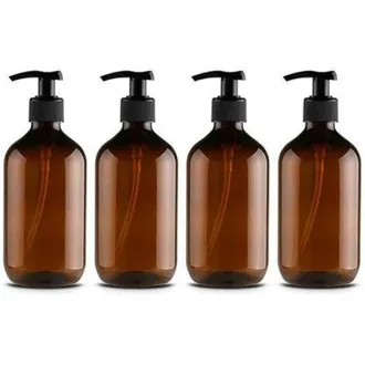 OEM Set Di 4 Dispenser Di Sapone In Plastica Pet - 500 Ml - Con Pompa Per Lozione Nera - Ideale Per Cucina E Bagno Dengyank-crezuo