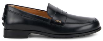 Tod's Womens Leather Moccasins Black Calfskin Loafers