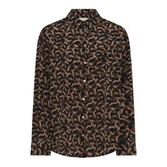 Julie Fagerholt - Heartmade Shirts, female, Brown, Size: XS Fall Leaf Silk Shirt