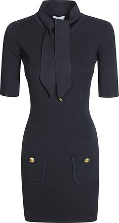 Elisabetta Franchi Fitted Black Knit Mini Dress