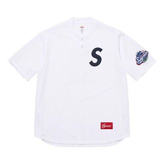 SUPREME S Logo Baseball Henley White SS25KN95-WHITE