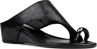 Donald J Pliner Vesna Toe Loop Wedge Sandal in Black at Nordstrom, Size 8.5