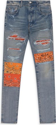 Amiri Blue Vintage Bandana Patch Skinny Jeans
