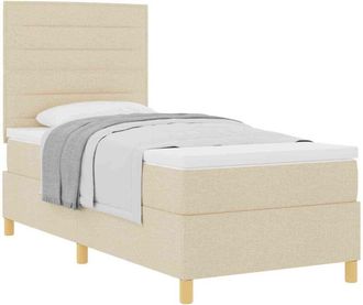 vidaXL Box Spring Bed with Mattress Cream 80 x 200 cm Fabric vidaXL