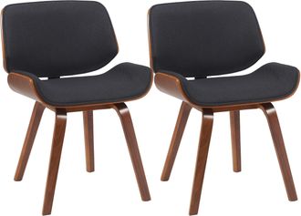 Clp Sillas De Comedor, Set De 2, Beverley, Tapizado De Tela Nogal/negro