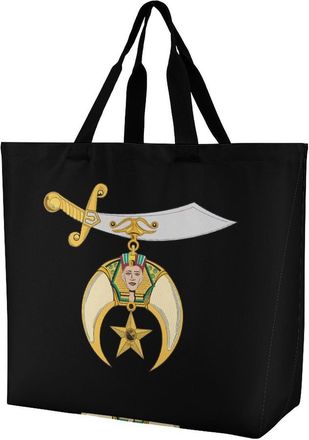 Generic Shriner Logo Reusable Grocery Bag Large Capacity Foldable Shopping Tote with Inner Pocket