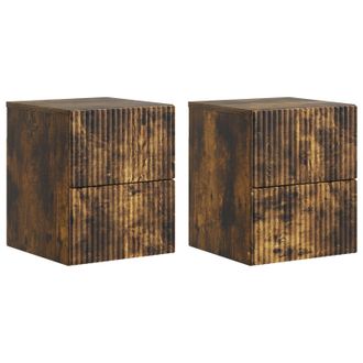 vidaXL Mesita De Noche De Pared 2 Pcs Roble Ahumado 33 X 34,5 X 40 Cm Vidaxl