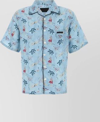 Prada satin shirt with printed design and pocket