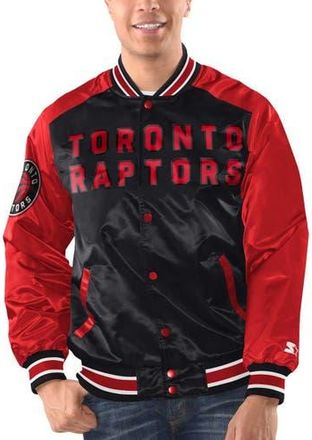 Starter Mens Starter Black/Red Toronto Raptors Renegade Satin Full-Snap Varsity Jacket at Nordstrom, Size Xx-Large