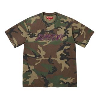 SUPREME SS26 Raised Script S/S T-Shirt Woodland Camo SUP-SS26-180-CMO