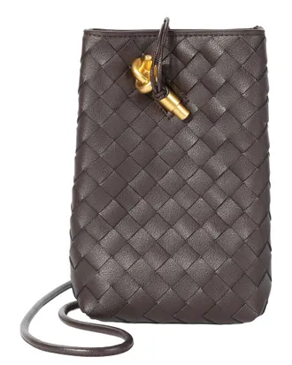Tiffany & Fred Handwoven Mini Leather Bucket Bag