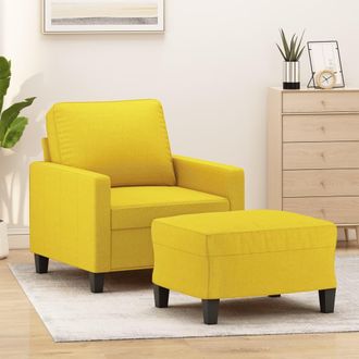 vidaXL Sill&oacute;n Con Taburete Tela Amarillo Claro 60 Cm Vidaxl