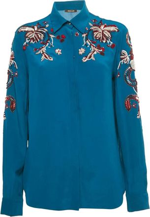 Roberto Cavalli Camicia con paillettes - Blu