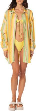 Maaji Rhythmic Lines Dreambound Cover-Up Shirt in Open Yellow at Nordstrom, Size Medium