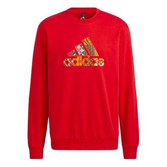 adidas Mens adidas Cny Gfx Crew1 Limited Logo Printing Sports Round Neck Pullover Red HI3289