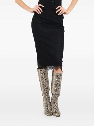 Liu Jo Gonna midi con dettagli in pizzo - Nero