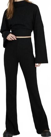 Something Navy Ribbed Textured Open Back Top In Black