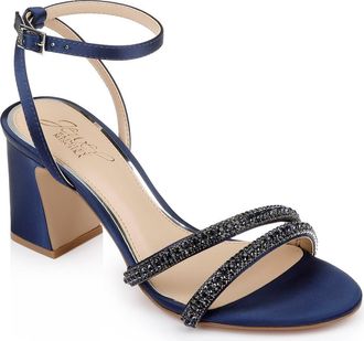 Badgley Mischka Rosa Ankle Strap Sandal in Navy Satin at Nordstrom Rack, Size 6.5
