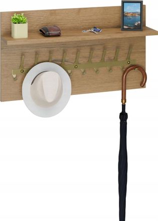 OEM Perchero Loft De 70 Cm - Dorado + Roble Lancelot, S&oacute;lido Y Elegante