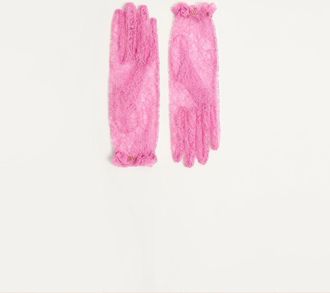 Valentino Garavani Guanti VLogo Signature In Pizzo Donna ROSA 6