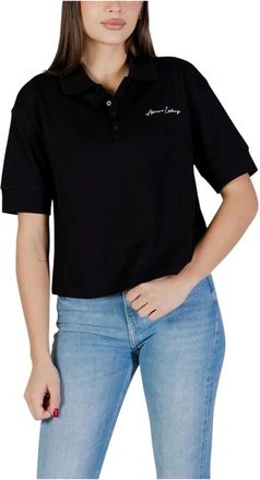 A|X Armani Exchange Polo T-shirt met ronde hals en korte mouwen - Dames - Polos - Zwart - XS - Katoen - Tops