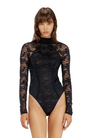 Diesel Bodysuit in nylon lace with open back - Bodysuits - Woman - Black