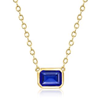 RS Pure by Ross-Simons Lab-Grown Sapphire Necklace in 18kt Gold Over Sterling