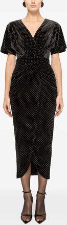 Nissa Abito midi in velluto con glitter - Nero