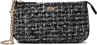 Anne Klein Bag Women Black Tweed Wristlet Strap Detachable Chain Handbag FROG401