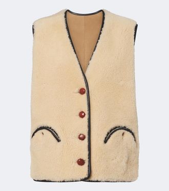 Blaz&eacute; Milano Blaz&eacute; Milano Gliss leather-trimmed shearling vest