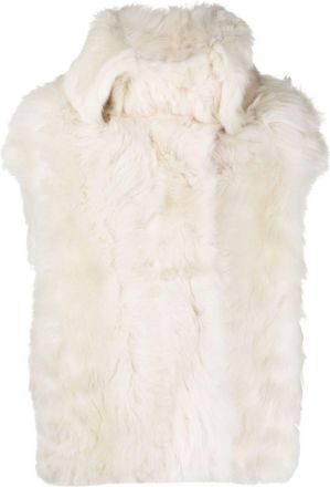 Yves Salomon shearling sleeveless jacket - women - Lamb Fur/Lamb Skin - 40 - White