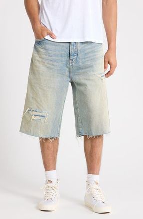 Purple Ripped Relaxed Fit Jean Shorts in Light Indigo at Nordstrom, Size 34