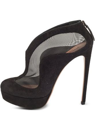 Alaia 140mm suede mesh-panelled pumps - Black