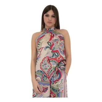 Liu Jo Multicolor Foulard Print Back Bow Top