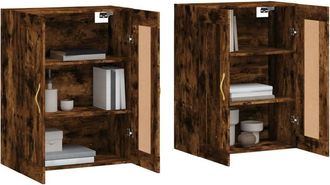 Berkfield Home Wall Mounted Cabinets 2 pcs Smoked Oak Engineered Wood in Brown