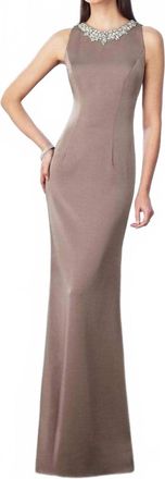 Cameron Blake Mob Keyhole Back Dress In Taupe