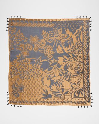 Johnny Was Floral Silk Burnout Square Scarf