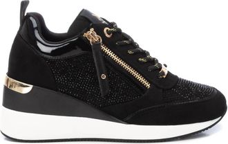Xti Womens Leather Mesh Sneakers In Black