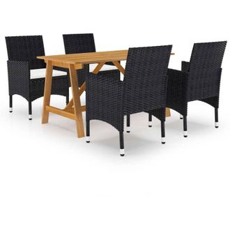 vidaXL Juego De Comedor De Jard&iacute;n De 5 Piezas Negro Vidaxl
