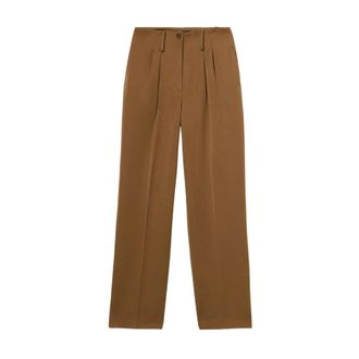 Brooks Brothers Wijde Geplooide Broek - Dames - Wijde Broeken - Bruin - M - Polyester - Broeken