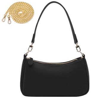 Generic MUNSKT PU Leather Shoulder Bag for Women, Clutch Handbags with Chain, Shoulder Purse for Women, Small Shoulder Bag with Zipper (Black)