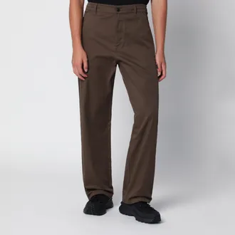 Moncler Khaki green technical cotton trousers